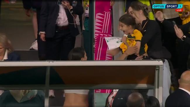 The young fan could not believe it. Photo: Optus Sport.