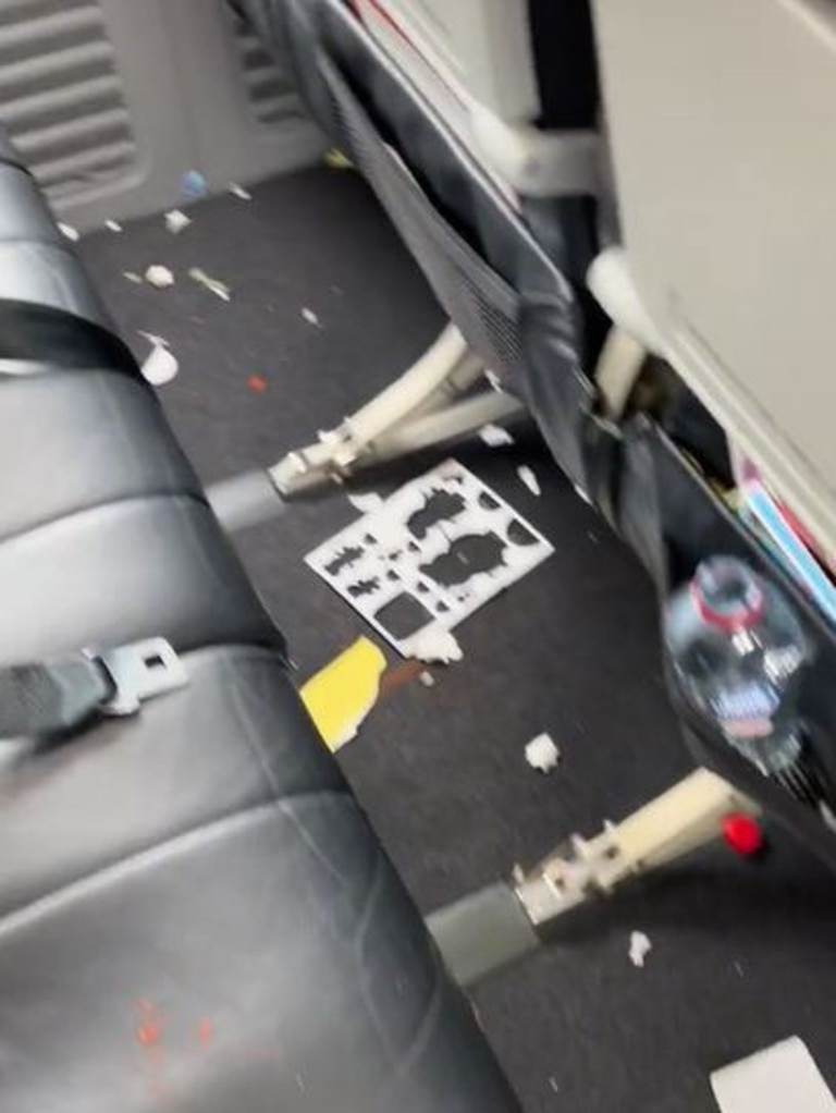 Another scene showing mess on the plane.