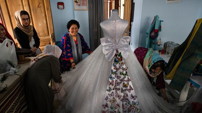 Laila Haidari produced a wedding dress that represented a child bride. Picture: Paula Bronstein for The Sunday Times, via The Times of London