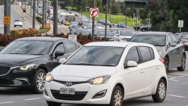 CBD traffic was backed right up because of the protest and rescue effort. Picture: NCA NewsWire / Brenton Edwards