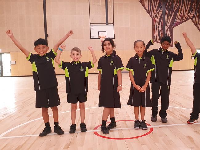 Ngarri Primary School students enjoying their new gymnasium.