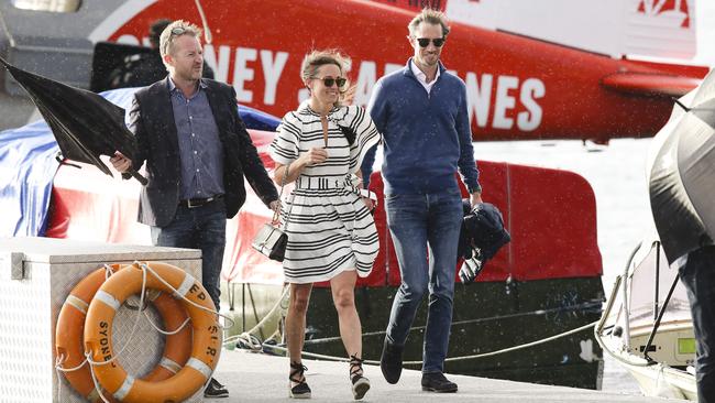 Pippa Middleton and her new husband James Matthews arriving back at Sydney Sea Planes terminal, Rose Bay today. Picture: Justin Lloyd