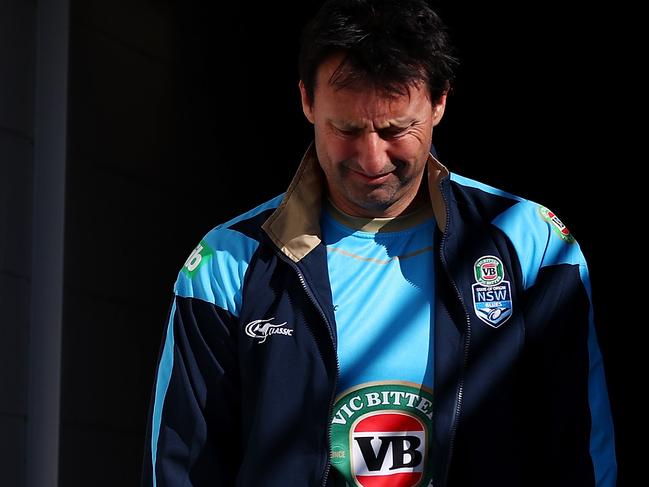 GOLD COAST, AUSTRALIA - JULY 11:  Laurie Daley looks on during the New South Wales Blues State of Origin training session at Cbus Super Stadium on July 11, 2017 in Gold Coast, Australia.  (Photo by Chris Hyde/Getty Images)