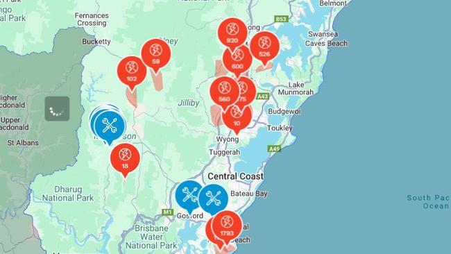 Ausgrid has power outages across the central coast.