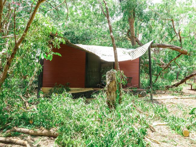 The scene of a Mini Tornado or a very localised storm cell at the Mary River Resort.Picture: Glenn Campbell