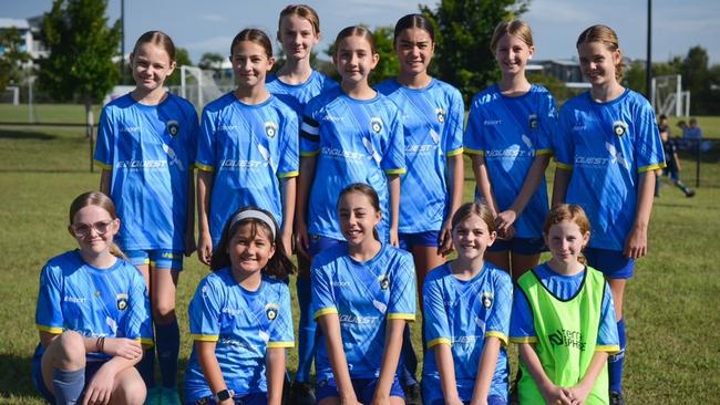 Baringa Lightning Girls U10/11 players (from back left) Ruby, Audrey, Emily, Jordi, Evie, Heidi, Eliza, (front left) Charli, Lily, Kadence, Avalon and Makayla.