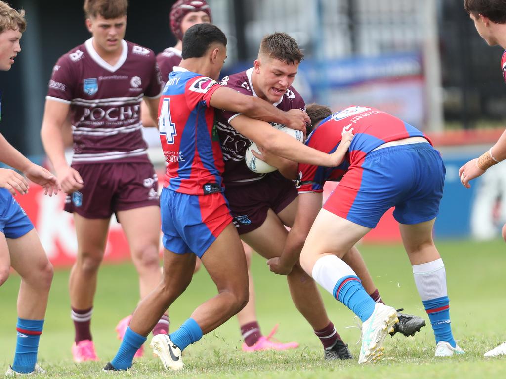 Cameron Makey on the march for Manly. Picture: Sue Graham.