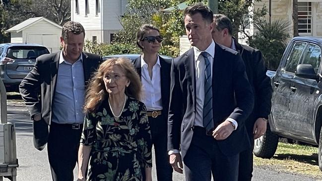 NSW Premier Chris Minns (right) and state Lismore MP Janelle Saffin on the streets of Lismore on Tuesday morning. Picture: Gianni Francis