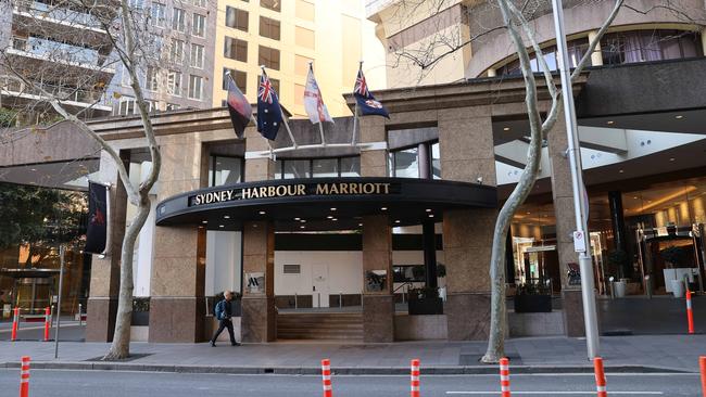 The Marriott Hotel in Sydney CBD, where a second security guard tested positive for COVID-19. Picture: NCA NewsWire / Dylan Coker