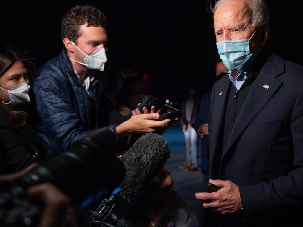 Joe Biden has been ridiculed by Mr Trump for wearing a mask in public. Picture: ROBERTO SCHMIDT / AFP