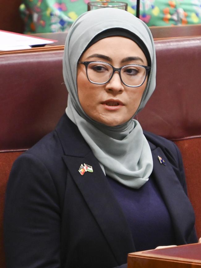 Independent Senator for Western Australia, Fatima Payman in the Senate. Picture: NewsWire / Martin Ollman