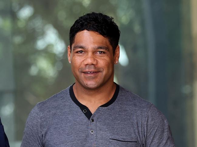 IPSWICH AUSTRALIA Thursday 12th December 2024 - Former footballer Chris Sandow pictured with his lawyer Paddy OÃDonnell at the Ipswich Court House Picture David Clark