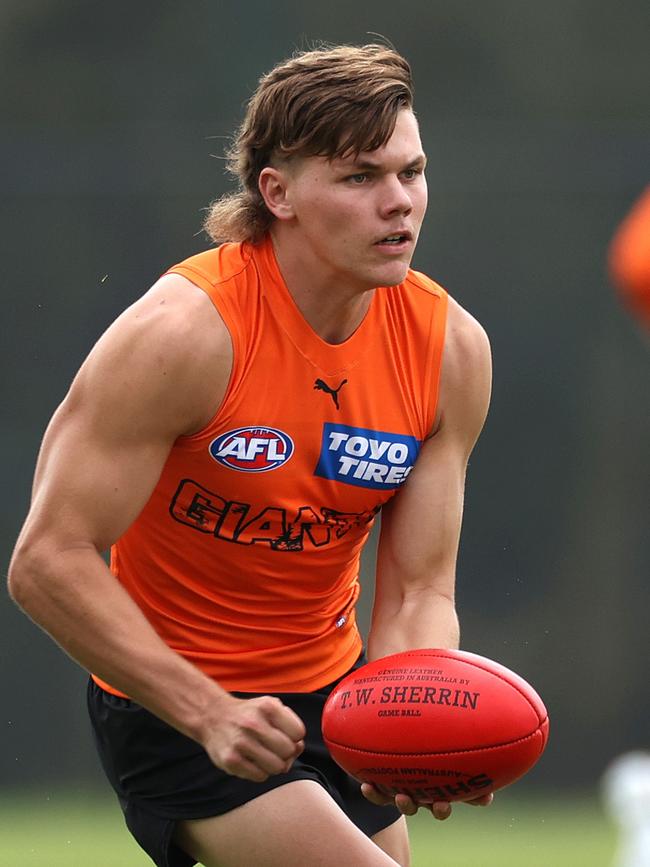 Cooper Hamilton, preparing to make his AFL debut for GWS. Picture: Phil Hillyard