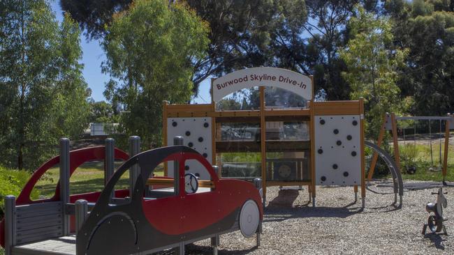 A playground nearby pays tribute to the former Burwood drive-in.