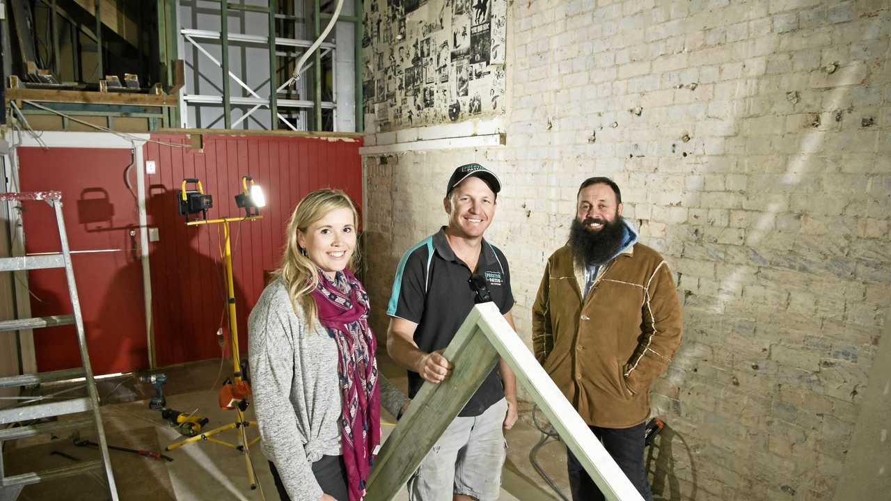 Talking about plans for the renovation are Melody and David Collins of Prestige Patios with Nat Spary (right) of Base Services in the building that will be a permanent home for social enterprise business 2nd Shot, Tuesday, May 22, 2018. Picture: Kevin Farmer