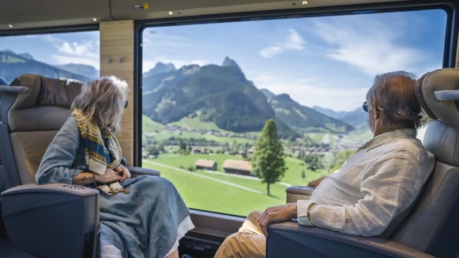 The Golden Pass Express train from Interlaken to Montreaux, Switzerland.