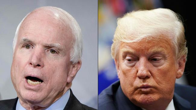 US Senator John McCain, left, and US President Donald Trump. Picture: AFP