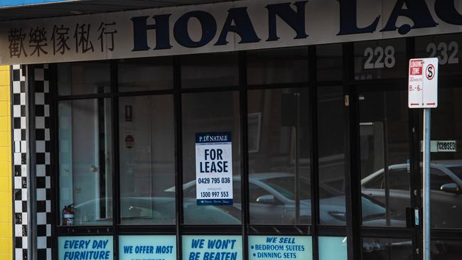 Sixteen shops in one block on Barkly St, Footscray, are now empty. Picture: Jason Edwards