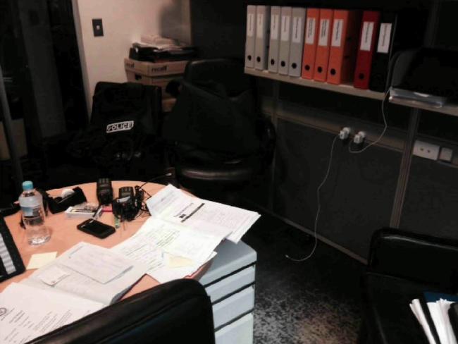 The cramped NSW Police negotiator cell inside the gaming manager’s office of the NSW Leagues Club.