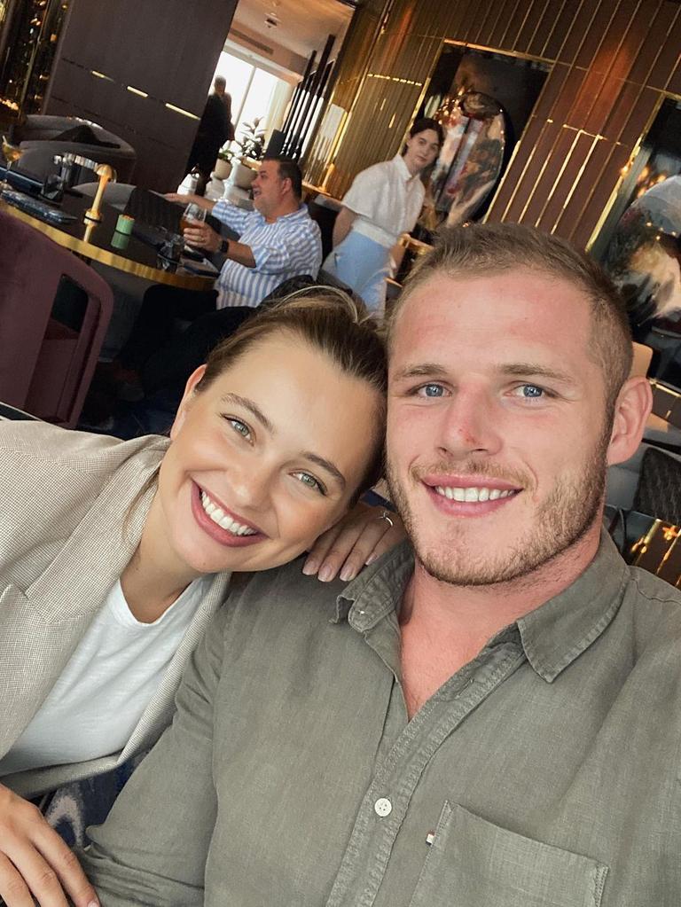 Tom Burgess and his partner Tahlia Giumelli.