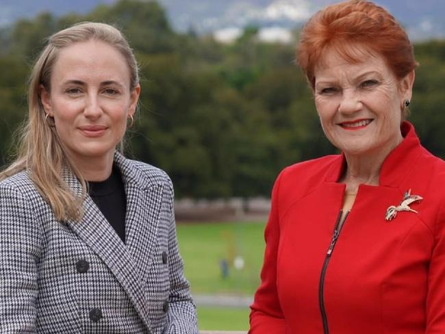 One Nation MLC Sarah Game (left) with party leader Pauline Hanson at Colonel Light's Lookout. Picture: Supplied