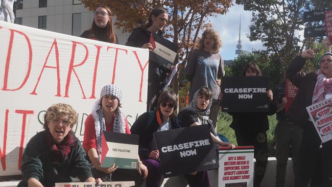 A pro-Palestine rally at the Australian National University.