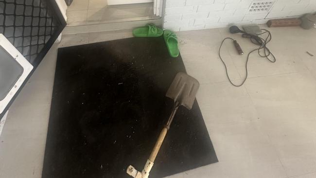 Thieves gained access to the Whitfield house by forcing the front door with a shovel. Picture: Supplied