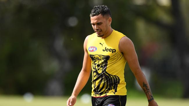 Sydney Stack during a Richmond Tigers AFL training session in August. Picture: Getty