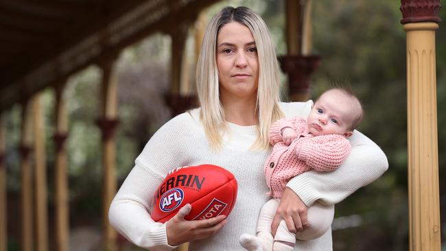 Chelsea Lionello is pushing for all footballers to wear helmets to protect themselves. . Picture: David Caird