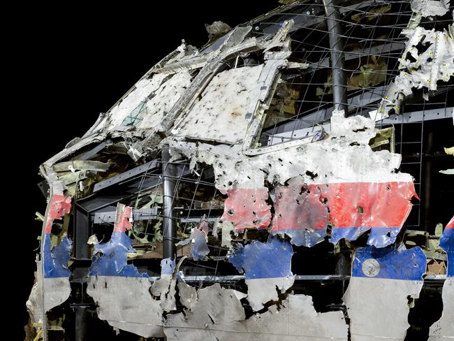 The reconstructed cockpit of the doomed flight. Picture: AP