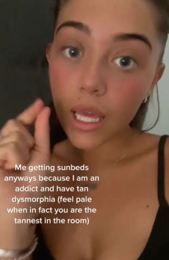 TikToker Hollie Evelyn once said she tanned because she would 'rather die hot than live ugly'. Picture: TikTok