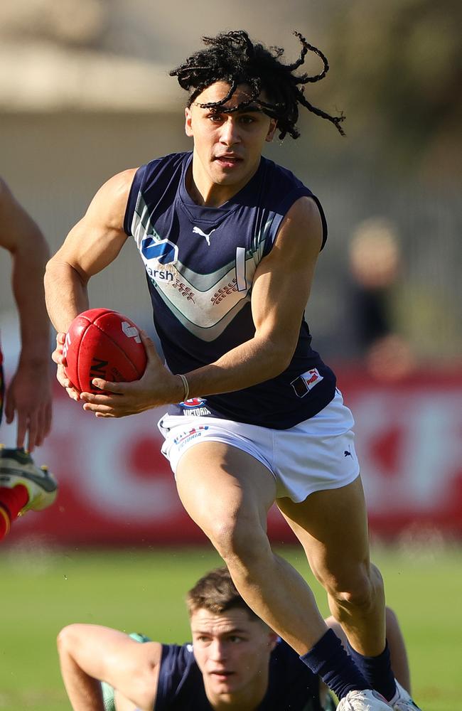 Isaac Kako will be in red and black next season. Picture: Sarah Reed/AFL Photos via Getty Images.