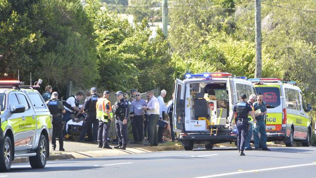 Police and emergency services respond to a reported shooting incident on Christmas Street in North Toowoomba, which closed off Bridge and West Streets to the public.