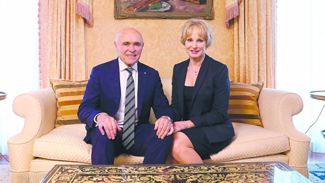 Paul Little and Jane Hansen in their Toorak home. Picture: Aaron Francis.