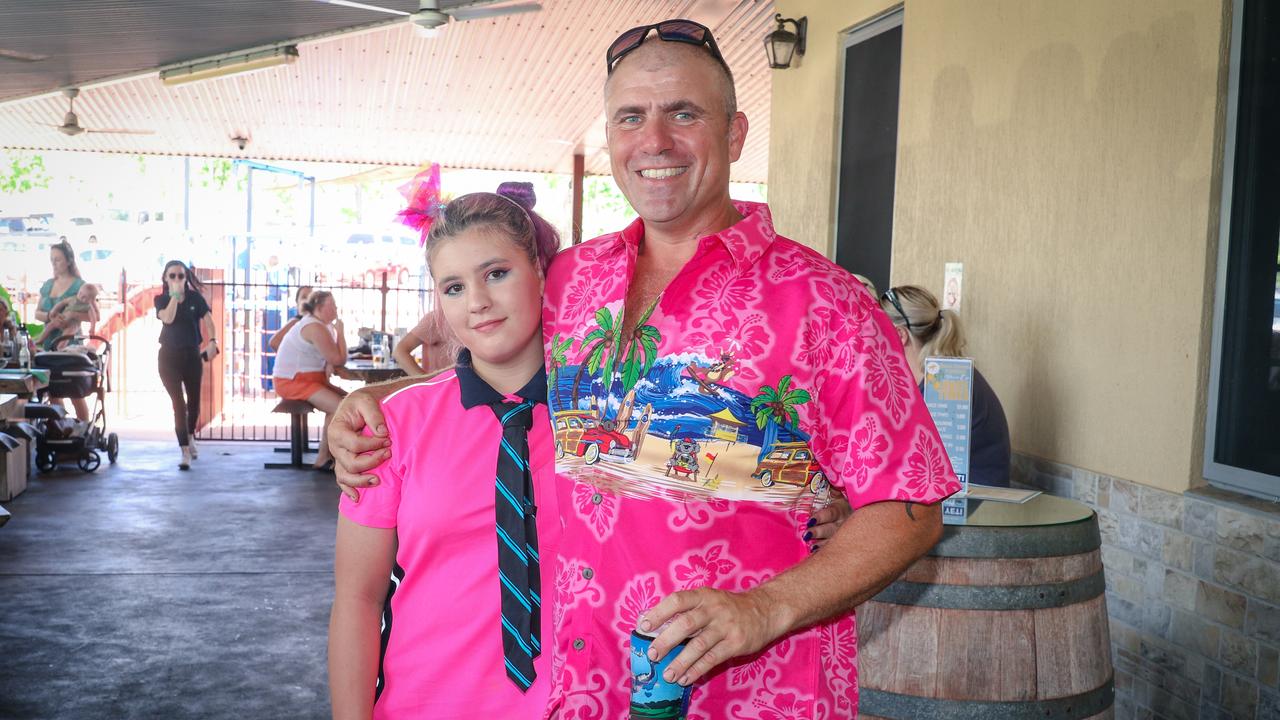 Eva and Aaron Bonacia at the Berry Springs Croc Races celebrating the Melbourne Cup Picture: Glenn Campbell