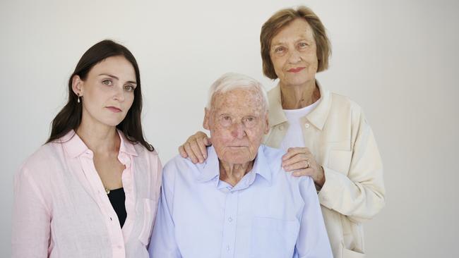 Jane's daughter Lucy Roberts, father Peter McGrath and mother Barbara McGrath. Picture: Kate Bowman