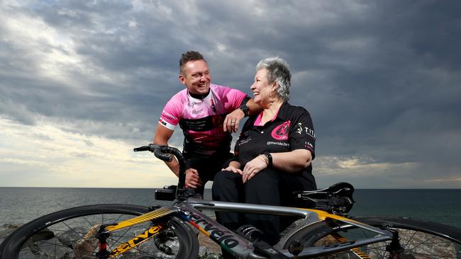 Triathlon veteran Wade Burns and his mother-in-law Necia Simmons, who has been diagnosed with breast cancer.