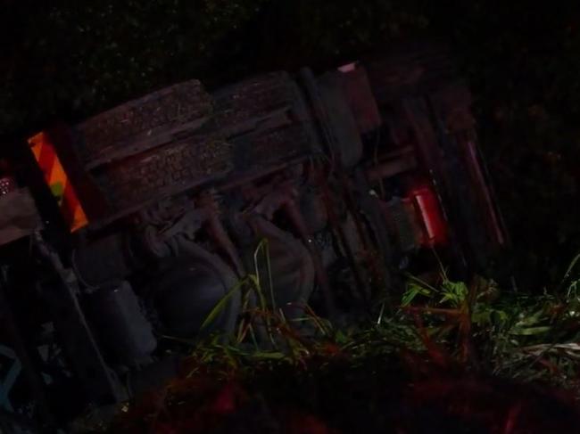 The scene of a truck rollover at Eerwah Vale on May 16, 2025. Picture: Contributed