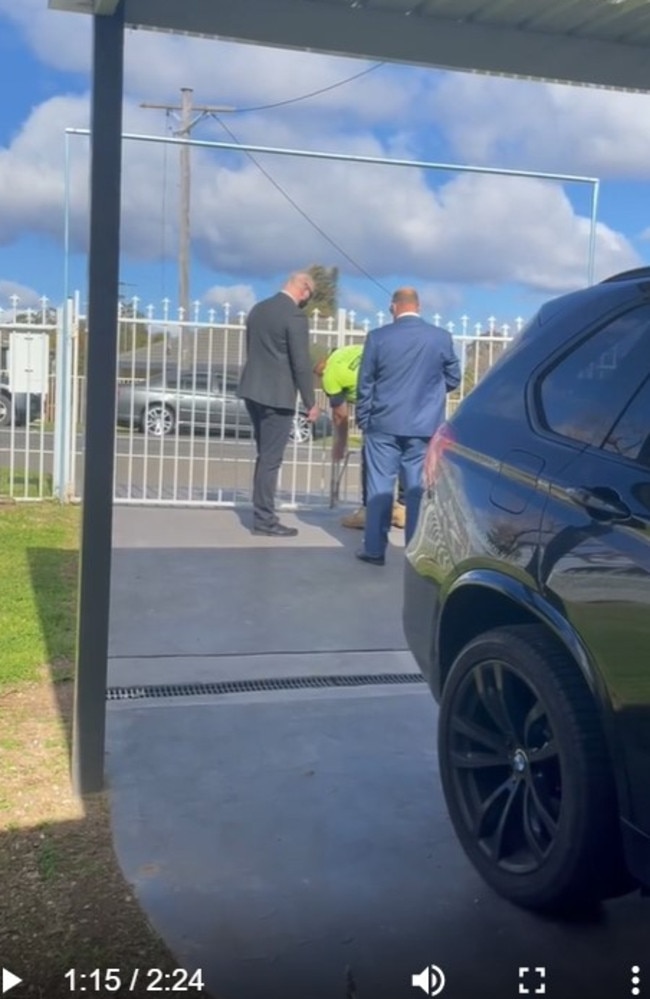 Taylor Winterstein’s father Ces Moors lets out the police, dozens of whom worked across Sydney on Sunday issuing $1000 infringement notices for the rally.