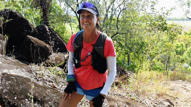 Cairns ultra long distance runner Julie Sager has set herself the goal of climbing up and down Walsh's Pyramid 20 times in row, scaling more than the equivalent height of two Mt Everests. Julie Sager sets off for her 13th ascent of the Pyramid south of Gordonvale. Picture: Brendan Radke