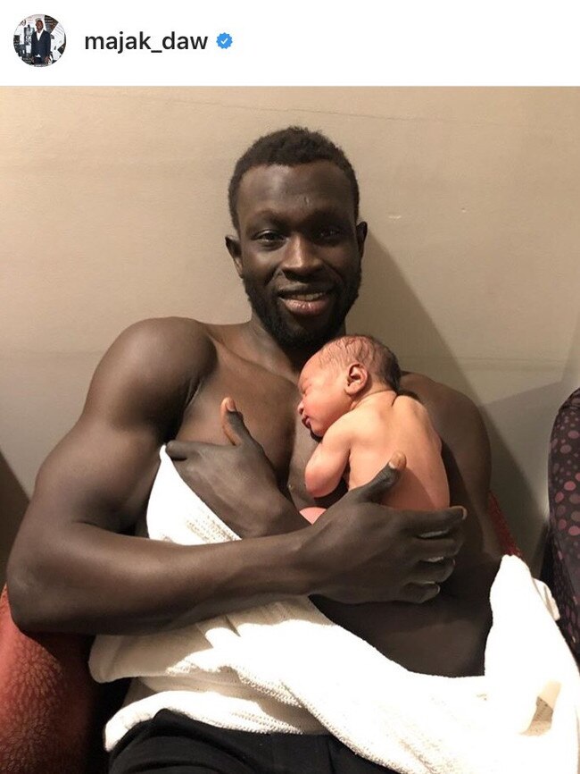 Majak Daw with baby Hendrix. Pic: Instagram