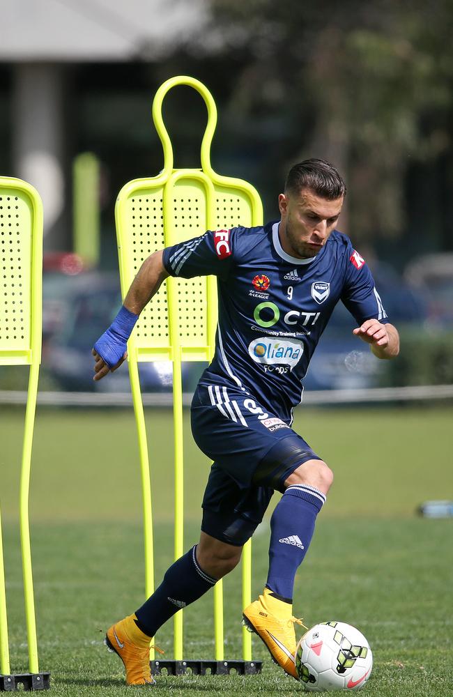 Kosta Barbarouses at Melbourne Victory training at Gosch's paddock.