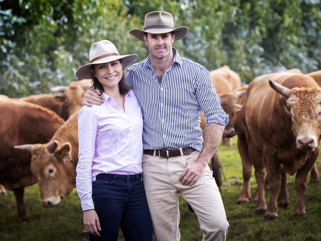 Stephanie and Sam Trethewey of the Tasmanian Agricultural Company at Dunorlan. Picture Chris Kidd