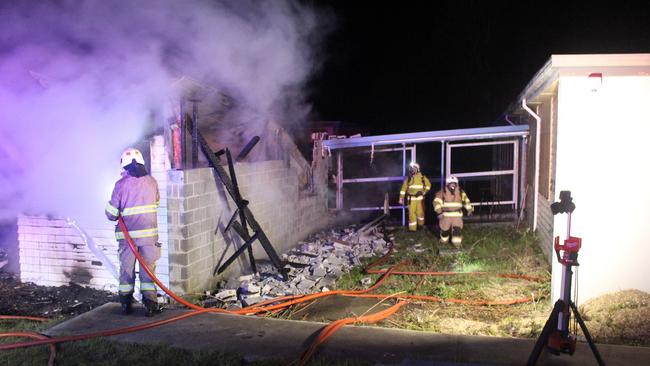 The blaze tore through an abandoned structure. Picture: Damian Bester/New Norfolk News