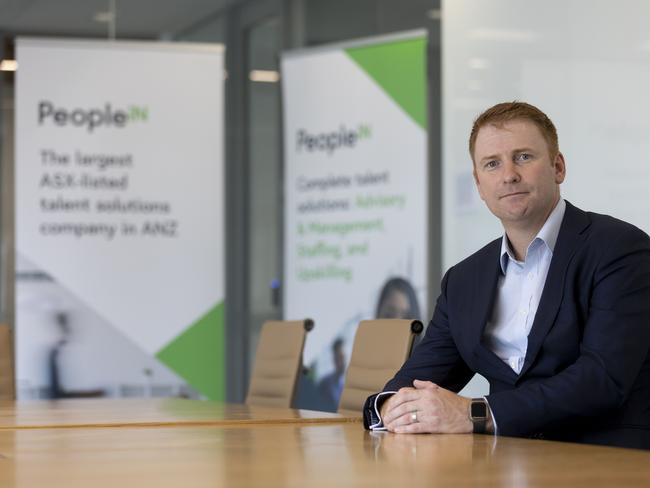 BRISBANE AUSTRALIA - NewsWire Photos JANUARY 12, 2023: Ross Thompson, the CEO of PeopleIn, a Brisbane recruitment business whose share price has been obliterated in recent history and are looking to sell themselves to a larger organisation. NewsWire / Sarah Marshall