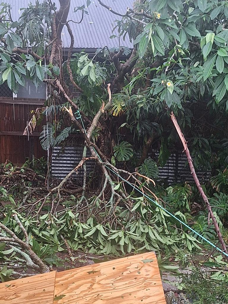 One man’s property as the first storm hit. Picture: Facebook.