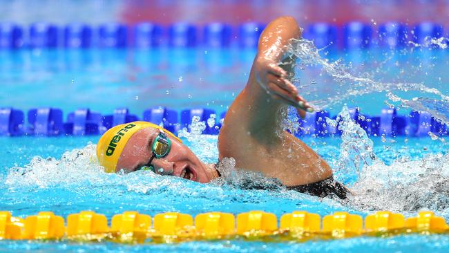 Ariarne Titmus of Australia during the women's 400m freestyle heats in Budapest