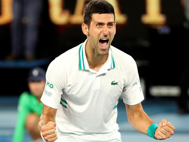 Novak Djokovic celebrates his victory. Picture: AFP-