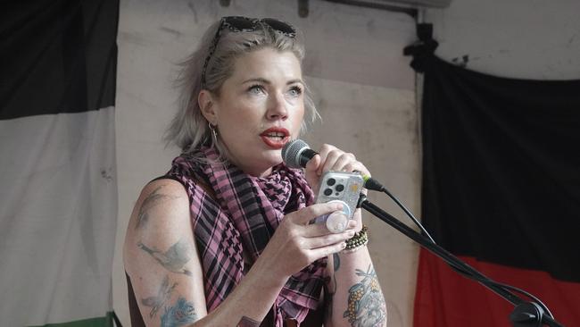 Feminist author Clementine Ford speaks at a pro-Palestine rally in Melbourne. Picture : NCA NewsWire / Valeriu Campan