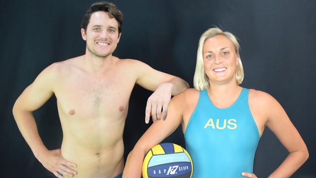 Water polo stars AJ Roach, the son of ‘Blocker’ Roach, and Bronte Halligan, daughter of league superboot Darryl, will compete in Brisbane this weekend.